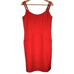 Vintage bright red‎ scoop neck sheath dress